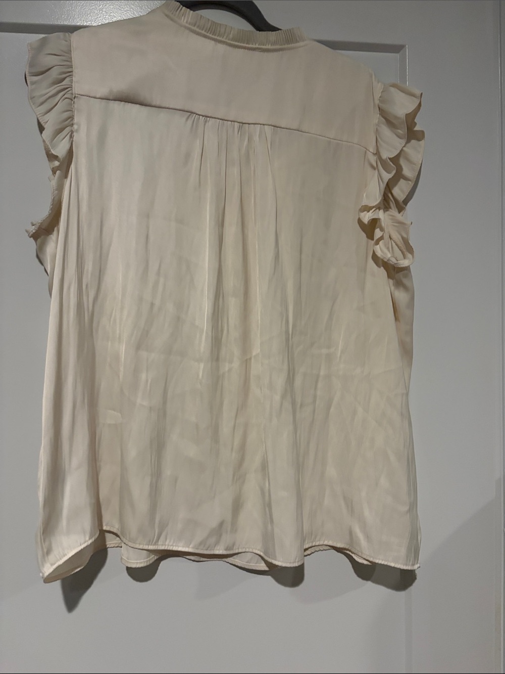 Rachel Roe Cream Tie-Neck Ruffle Sleeve Blouse - Picture 2 of 4